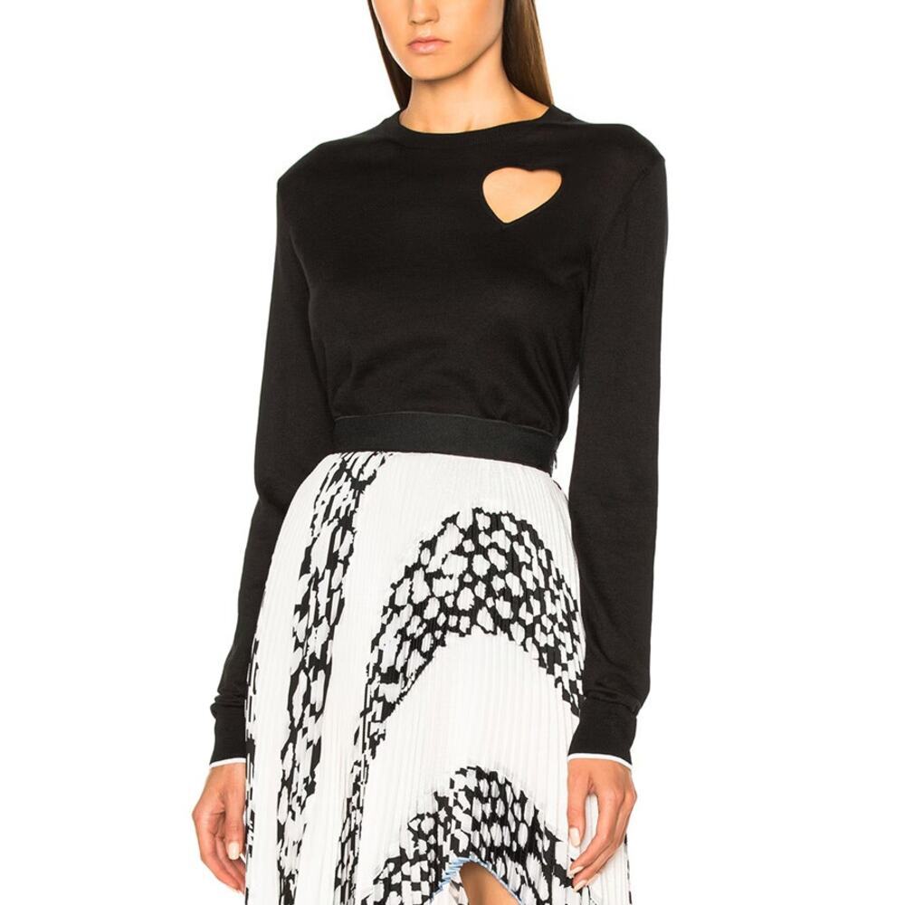 Proenza Schouler Black Heart Cut Out Cotton Sweater Size S